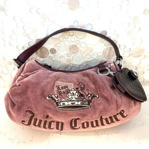 Juicy Couture Vintage Y2K Mauve Velour Hobo Shoulder Bag
